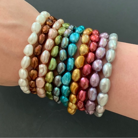 Mandarin Cultured Pearl Bracelets Set of 10 - Picture 2 of 6